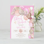 Invitation Arch Boho parties scintillant ballons rose violet  (Debout devant)