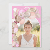 Invitation Arch Boho parties scintillant ballons rose violet  (Dos)