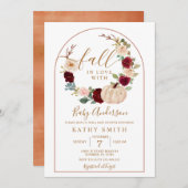 Invitation Arch Boho Rustique Floral Chute en amour Baby show (Devant / Derrière)
