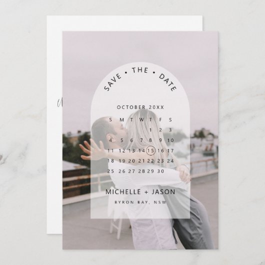 Invitation Arch calendrier photo Enregistrer la date Invitati (Devant / Derrière)