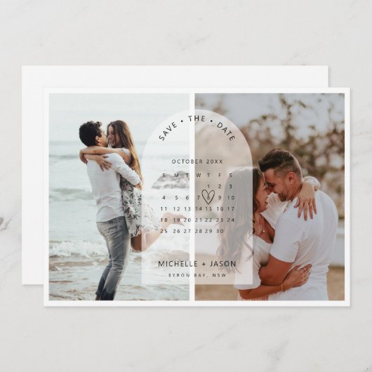 Invitation Arch calendrier photo Enregistrer la date Invitati (Devant / Derrière)