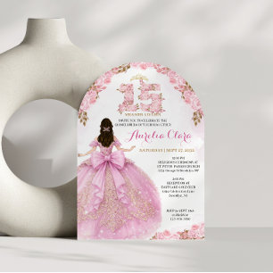 Invitation Arch Coquette Princesse Florale Blush pour Quincea