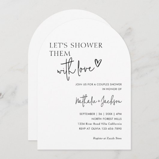 Invitation Arch Couple Faisons-les Doubler avec Amour Mariée (Devant / Derrière)
