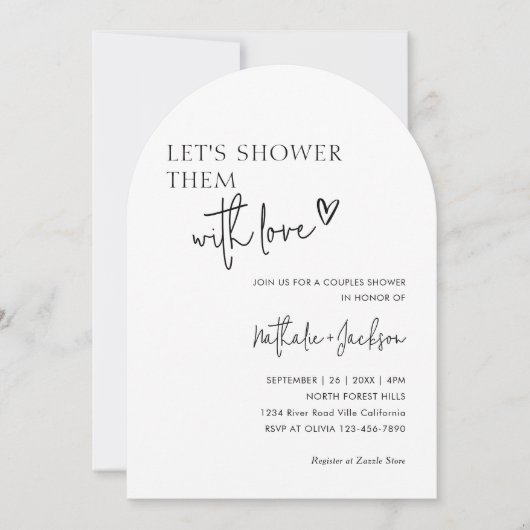 Invitation Arch Couple Faisons-les Doubler avec Amour Mariée (Devant)