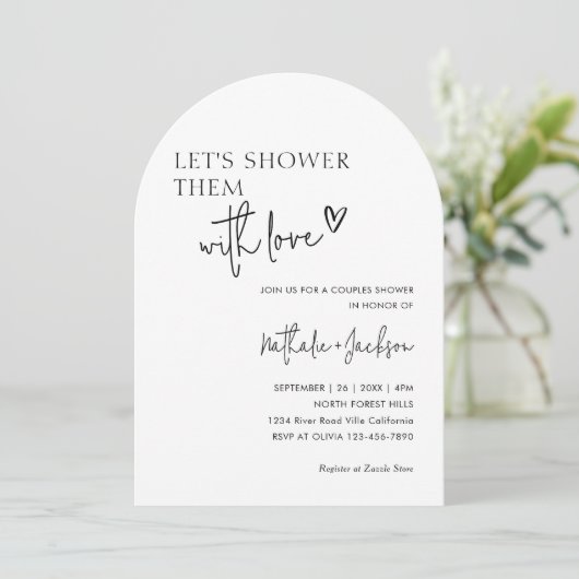 Invitation Arch Couple Faisons-les Doubler avec Amour Mariée (Debout devant)