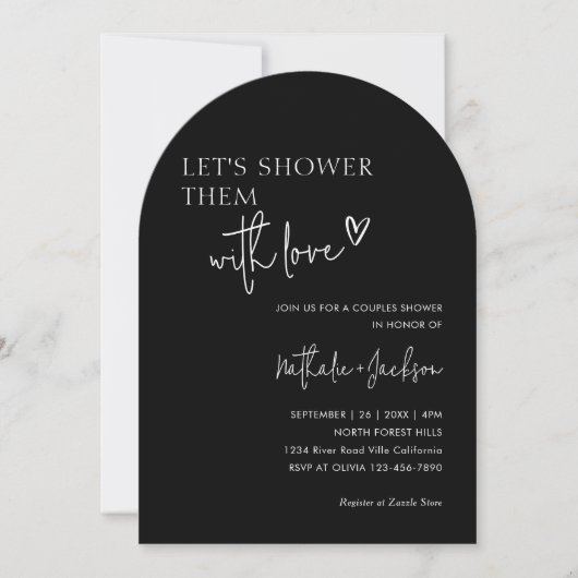 Invitation Arch Couple Faisons-les doucher Black Bridal (Devant)