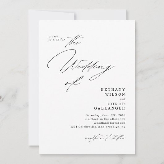 Invitation Arch de script moderne Photo QR Code Mariage (Devant)