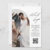 Invitation Arch de script moderne Photo QR Code Mariage (Dos)