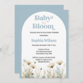 Invitation Arch Dusty Bébé bleu dans le Baby shower en fleur (Devant / Derrière)