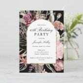 Invitation Arch Frame Botanique Anniversaire Fête, Sombre (Debout devant)