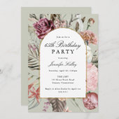 Invitation Arch Frame Botanique Anniversaire, Sage Green (Devant / Derrière)