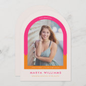 Invitation Arch Graduation Party pour son rose et orange (Devant / Derrière)