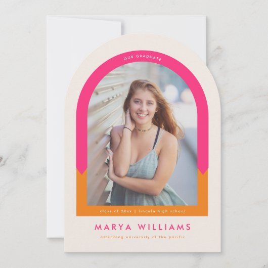 Invitation Arch Graduation Party pour son rose et orange (Devant)
