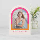 Invitation Arch Graduation Party pour son rose et orange (Debout devant)