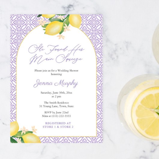 Invitation Arch Lemons Lilac Main Squeeze Bridal Shower Party