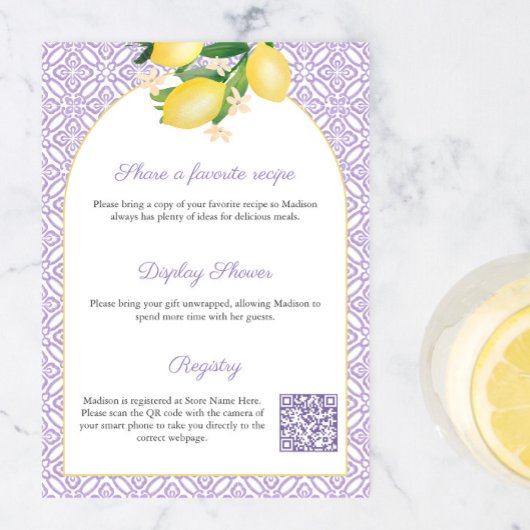 Invitation Arch Lemons Lilac Main Squeeze Bridal Shower Party