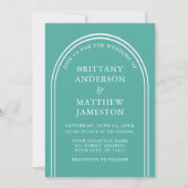 Invitation Arch Mariage moderne et élégant Photo Turquoise (Devant)