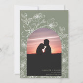 Invitation Arch minimaliste Sage Green Boho Mariage photo (Dos)