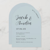 Invitation Arch Modern Dusty Blue Engagement Party (Devant / Derrière)