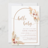 Invitation Arch moderne Boho Pampas Baby shower en herbe (Devant)