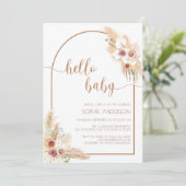 Invitation Arch moderne Boho Pampas Baby shower en herbe (Debout devant)