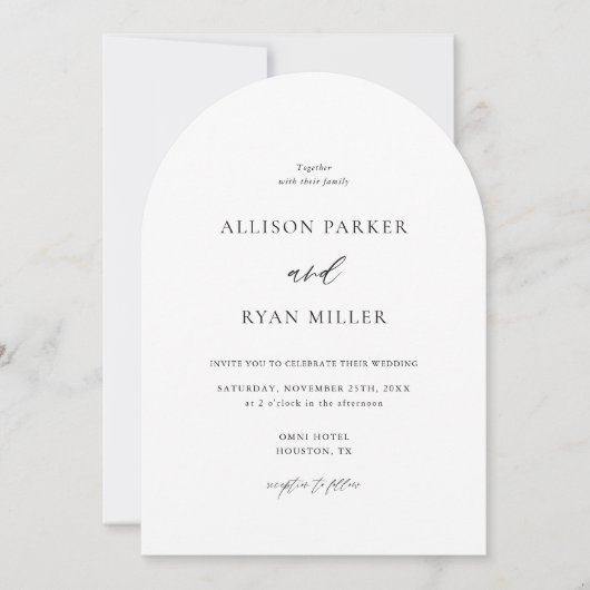 Invitation Arch Moderne Calligraphie Simple Mariage (Devant)