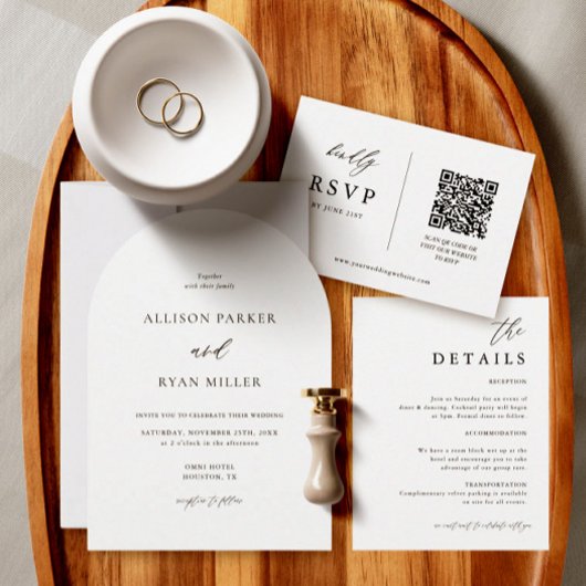 Invitation Arch Moderne Calligraphie Simple Mariage
