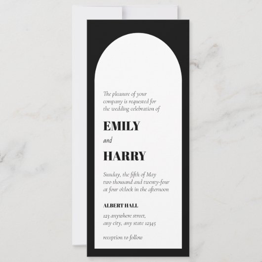 Invitation Arch moderne Gras Typographie Code QR Long Mariage (Devant)