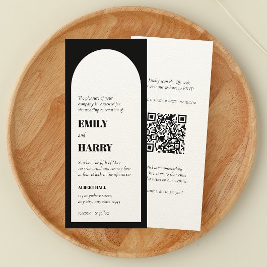 Invitation Arch moderne Gras Typographie Code QR Long Mariage