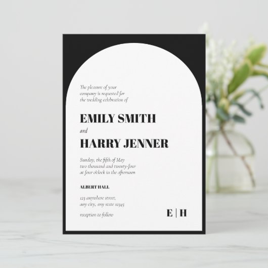 Invitation Arch moderne Gras Typographie Code QR Mariage (Debout devant)