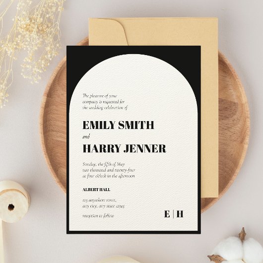 Invitation Arch moderne Gras Typographie Code QR Mariage