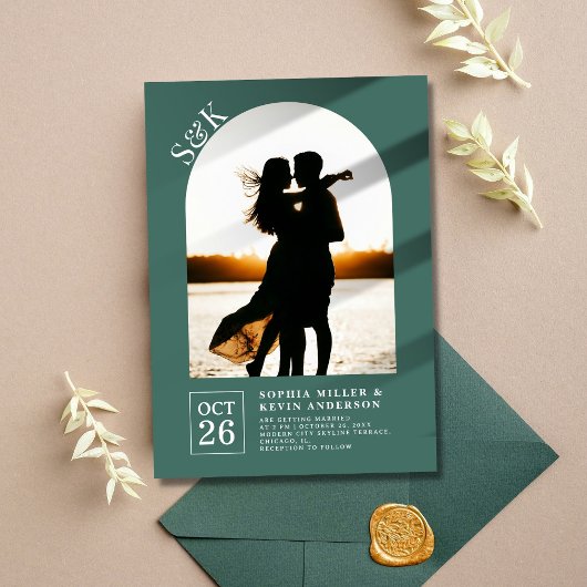 Invitation Arch moderne I Photo J'ai perdu Jade I Mariage