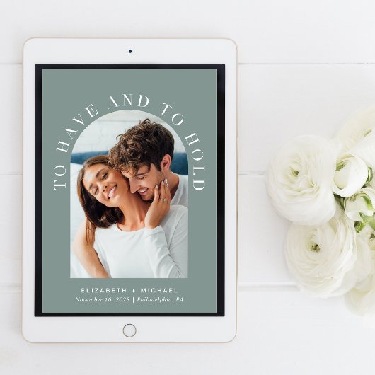 Invitation Arch moderne Photo Sage Mariage vert