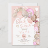 Invitation Arch pastel Boho parties scintillant ballons rose  (Devant)