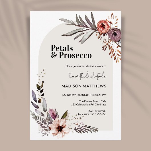Invitation Arch Petals & Prosecco Boho Floral Fête des mariée