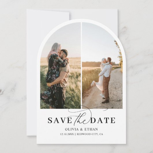 Invitation Arch Photo Calligraphie Mariage Enregistrer La Dat (Devant)