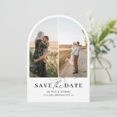 Invitation Arch Photo Calligraphie Mariage Enregistrer La Dat (Debout devant)