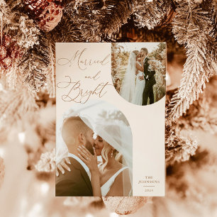 Invitation Arch Photo Merry & Married Holiday Card