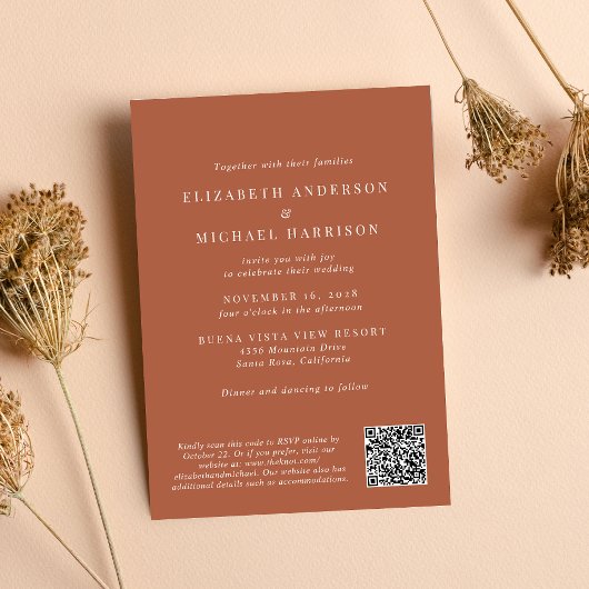 Invitation Arch Photo moderne QR Code Mariage en terre cuite