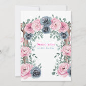 Invitation Arch Pink and Blue Blooms Détails du Mariage (Dos)