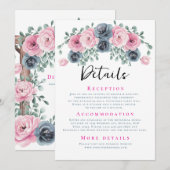 Invitation Arch Pink and Blue Blooms Détails du Mariage (Devant / Derrière)