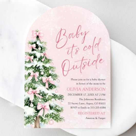 Invitation Arch Pink Bow Baby Il fait froid dehors Baby showe