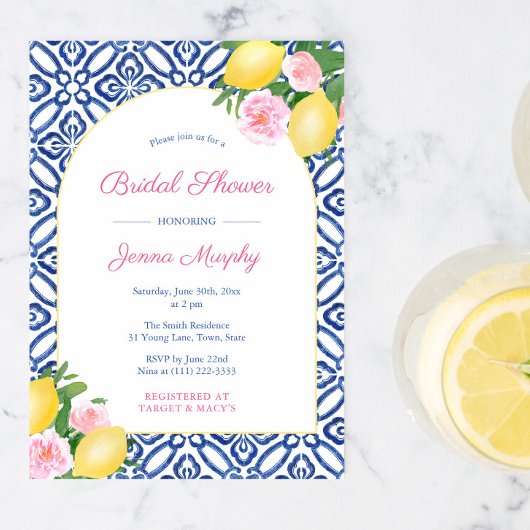 Invitation Arch Positano Lemons Carreaux Bleus Wedding shower