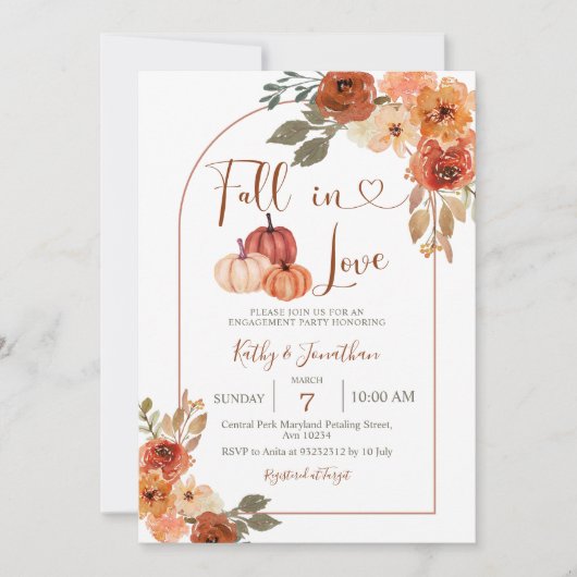 Invitation Arch Pumpkin Fall Floral Engagement Party (Devant)