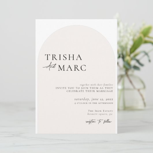 Invitation Arch QR Code moderne Tout en un Mariage (Debout devant)