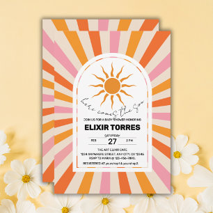 Invitation Arch Retro Voici Le Baby shower Fils