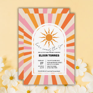 Invitation Arch Retro Voici Le Baby shower Fils