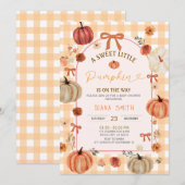 Invitation Arch Ribbon Bow Little Pumpkin Baby Shower Invite (Devant / Derrière)