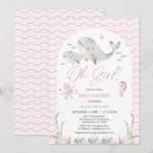 Invitation Arch Rose Oh Girl sous le Baby shower de mer (Devant / Derrière)