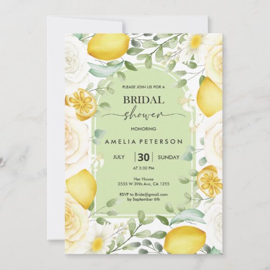 Invitation Arch Script Rose & Lemon Fête des mariées à thème (Devant)